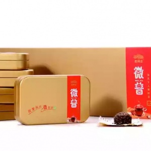 微普 老同志普洱茶熟茶 铁盒金装 健康茶 时尚迷你沱 1条5盒 150g