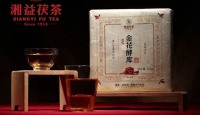 湘益湘益茯茶 湖南安化金花茯砖茶黑茶茶叶金花酵库方砖1kg益阳茶厂2018年