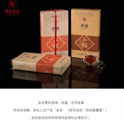 湘益茯茶湖南安化黑茶和福茯茶礼盒包装金花茯砖茶砖茶益阳2000g