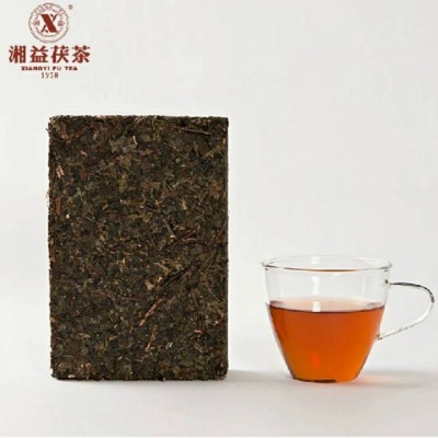 湘益茯茶400G黑茶湖南安化益阳茶厂 红丝带手筑茯砖 金花茯茶