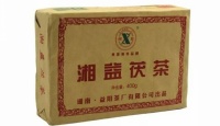 湘益茯茶湘益茯茶400G黑茶湖南安化益阳茶厂 红丝带手筑茯砖 金花茯茶2014年
