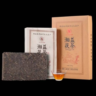 湘益 湖南安化黑茶金花茶叶湘益茯茶950g益阳茶厂金花茯砖茶叶